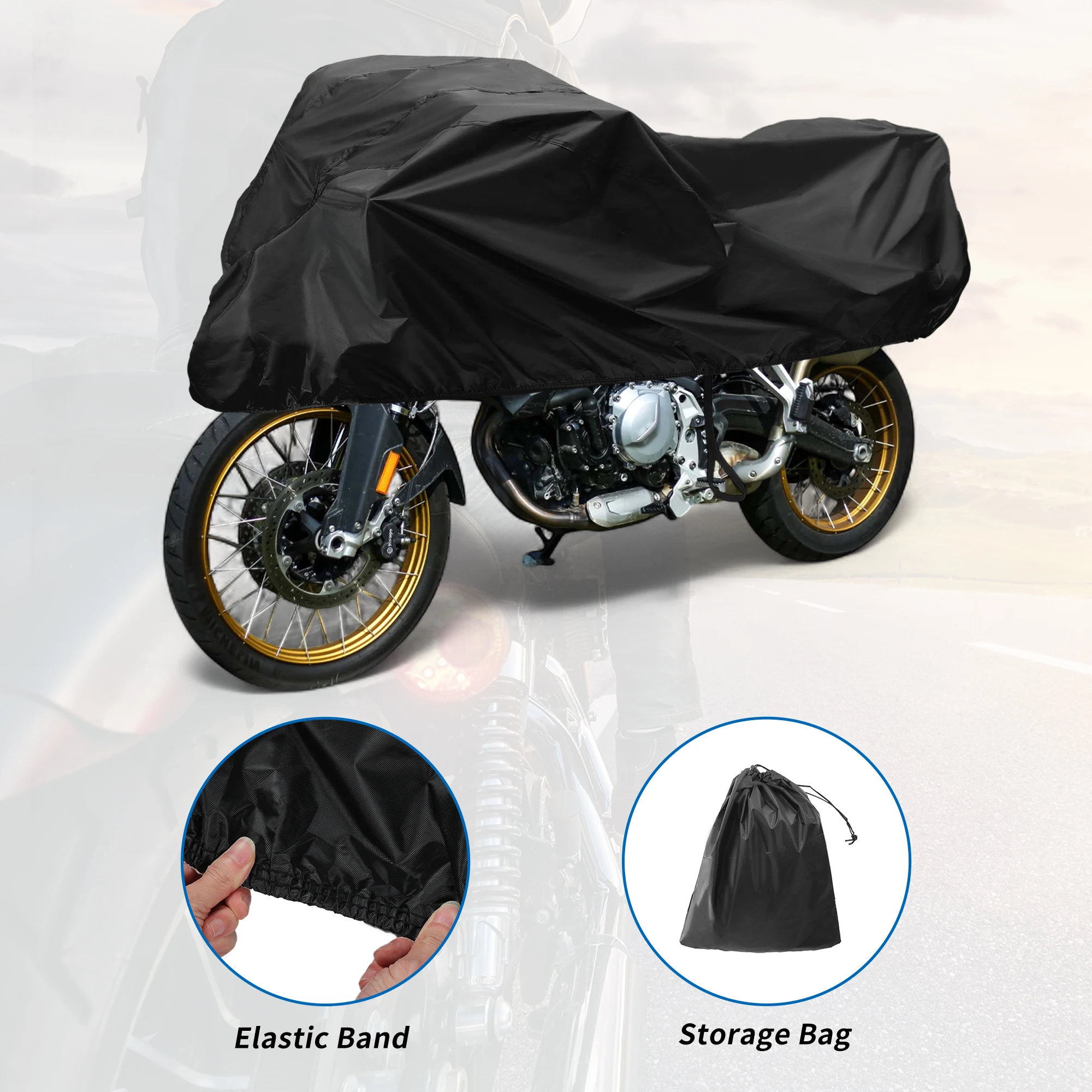 Bolsa de almacenamiento incluida para transportar la funda de motocicleta