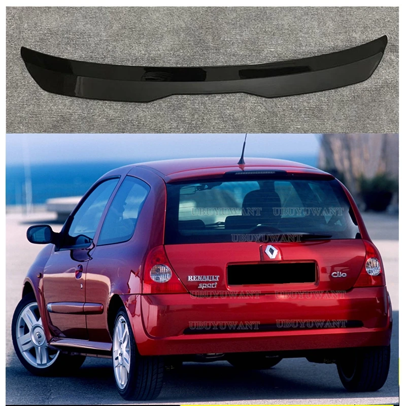 UBUYUWANT para Renault Clio Mk2 Racing alerón trasero ABS plástico con apariencia de carbono/techo negro brillante para renault clio 2 alerón labio