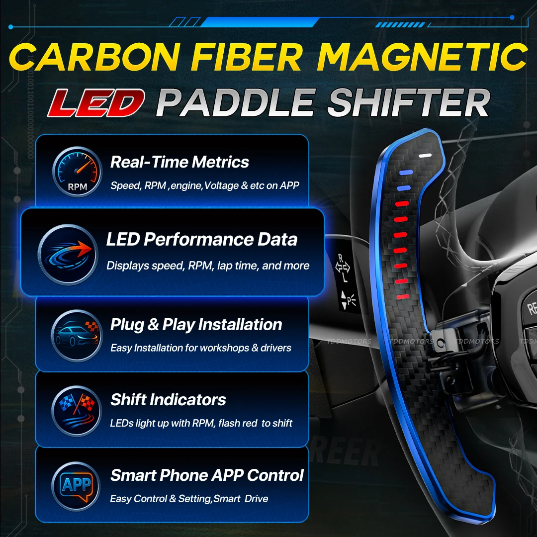 Motores TDD, paletas de cambio magnéticas LED de RPM de fibra de carbono para Mercedes-Benz - imagen 5
