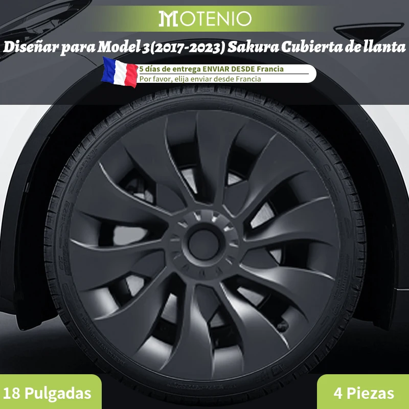 Tapacubos aerodinámicos estilo Sakura para Tesla Model 3 18 pulgadas