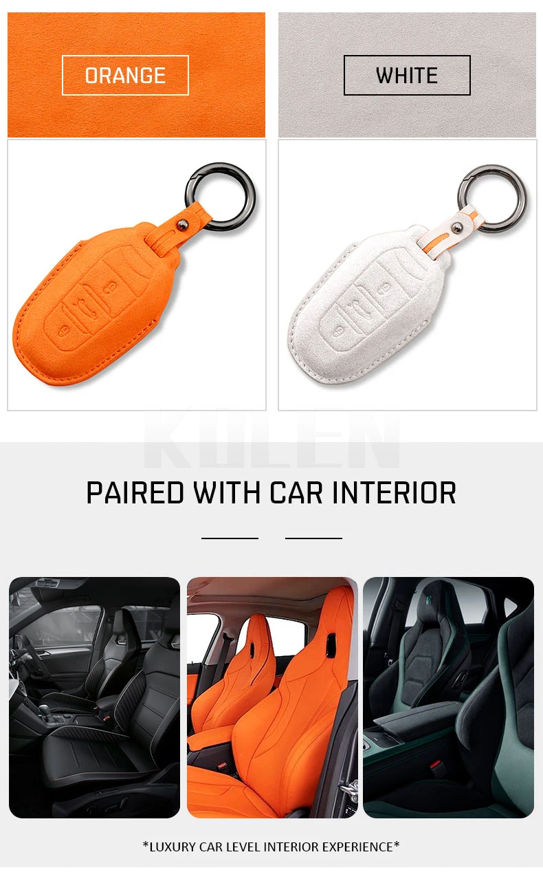 Funda de cuero para llave remota de coche KOLEN detalle de textura