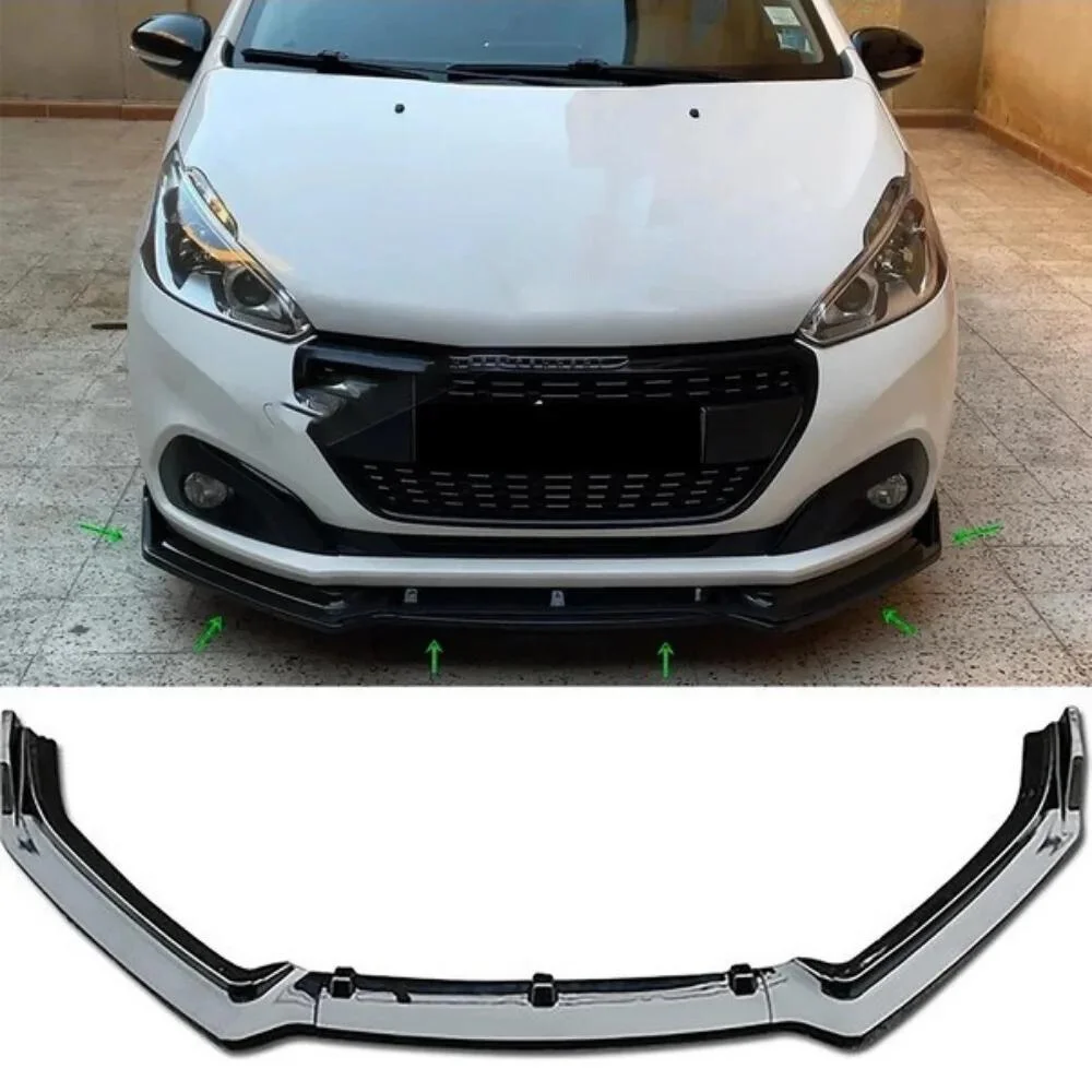 Parachoques delantero de 3 piezas para coche, Kit de carrocería para Peugeot 208, 2012-2018, accesorios de alerón, difusor, solapa, parachoques deportivo Exterior - imagen 2