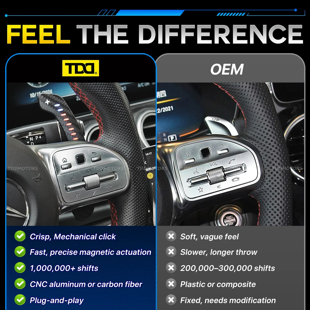 Motores TDD, paletas de cambio magnéticas LED de RPM de fibra de carbono para Mercedes-Benz - imagen 4