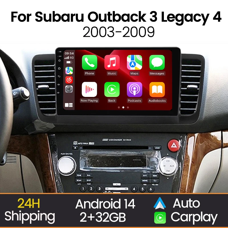 MEKEDE Radio CarPlay inalámbrico Subaru Outback/Legacy 2003-2009