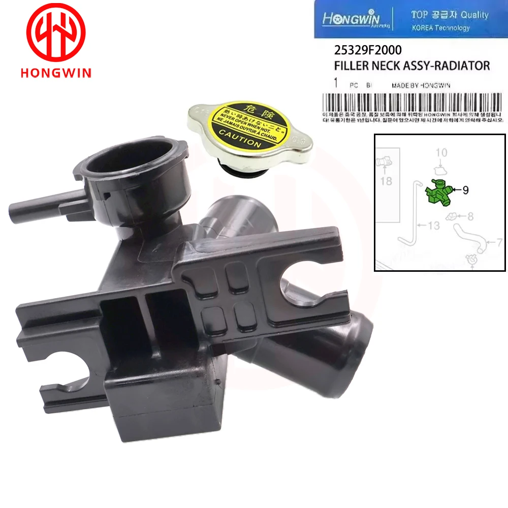 25329-F2000 Cuello de llenado de refrigerante con tapón Hyundai/Kia