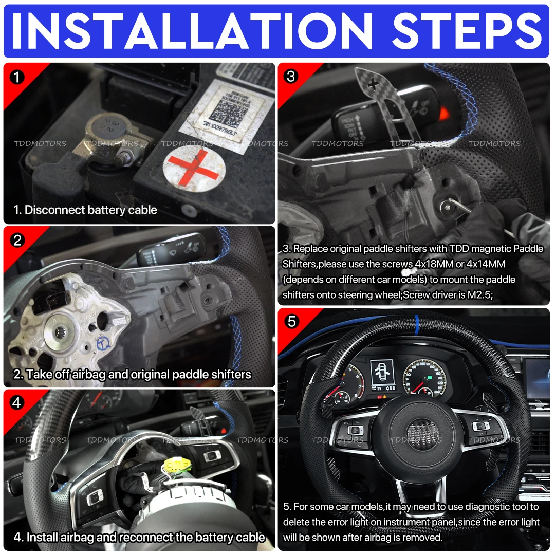 Palancas de cambio magnéticas TDD carbono – Volkswagen Golf 7 GTI/R - imagen 5
