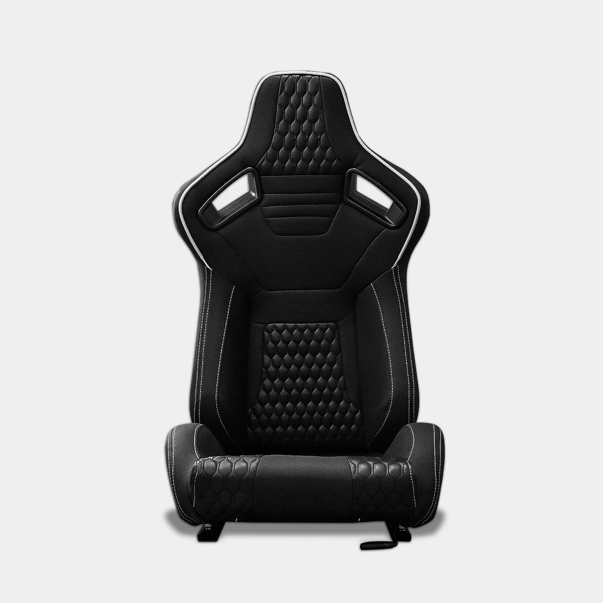 MODAUTO Semibaquet deportivo de cuero negro y blanco con rieles