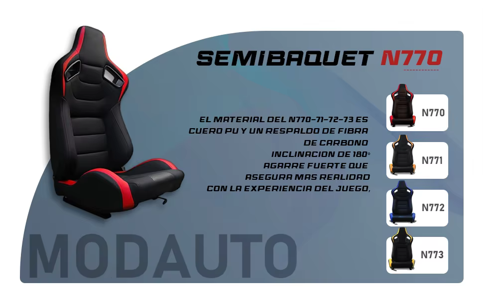 Detalle del respaldo con acabado de textura de fibra de carbono