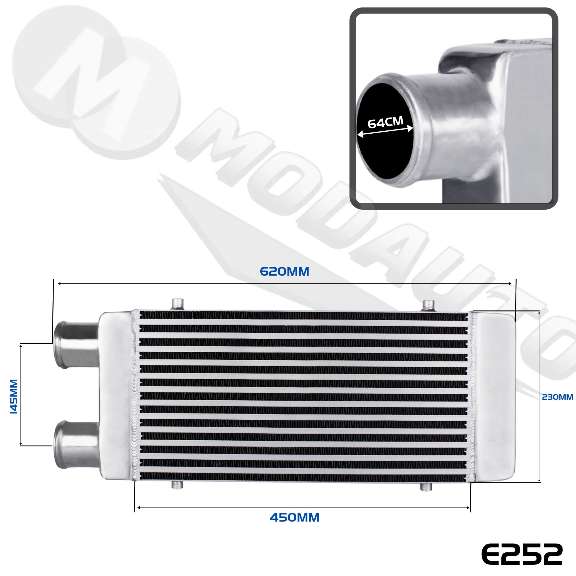 Intercooler universal MODAUTO de aluminio para admisión de aire