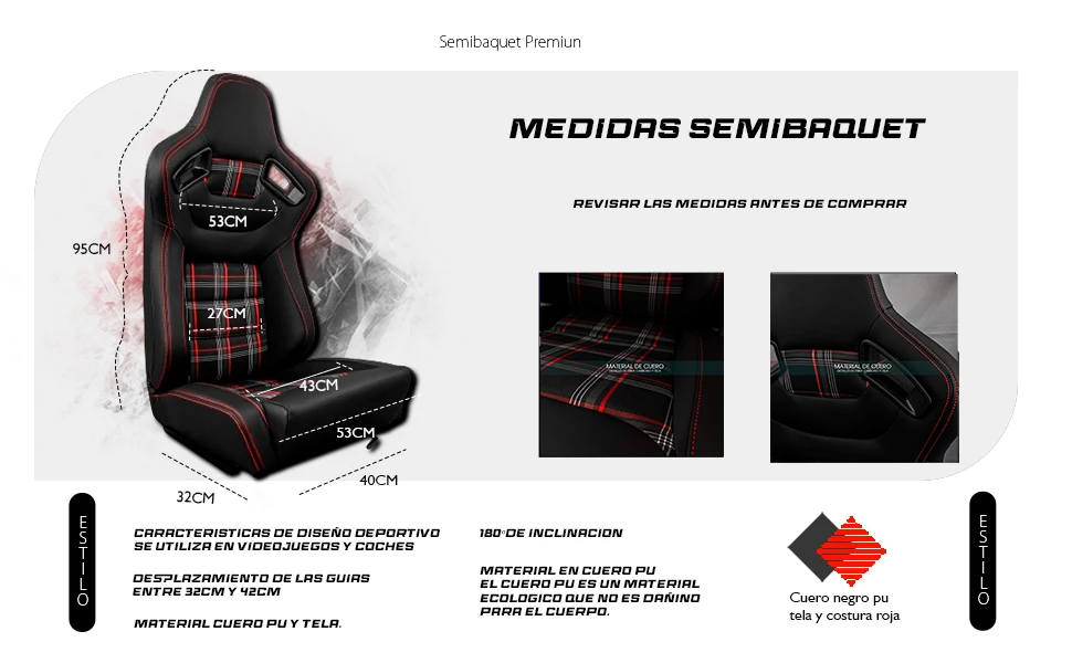 Detalle del acabado y las costuras del semibaquet