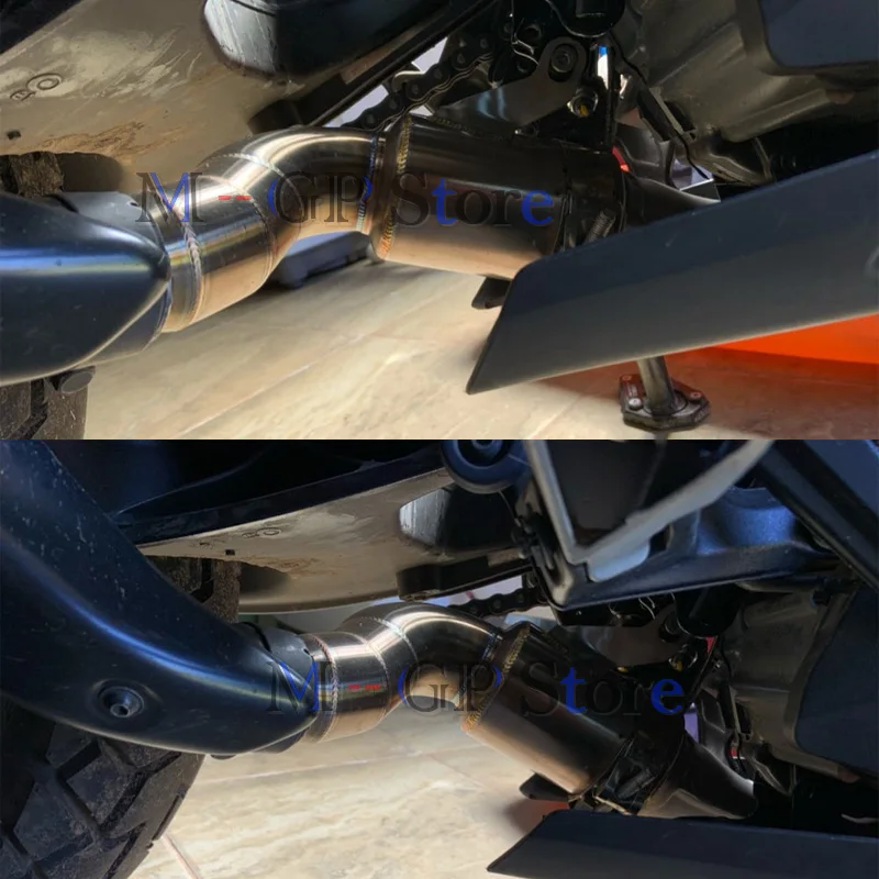 Vista lateral del slip on instalado en KTM Duke