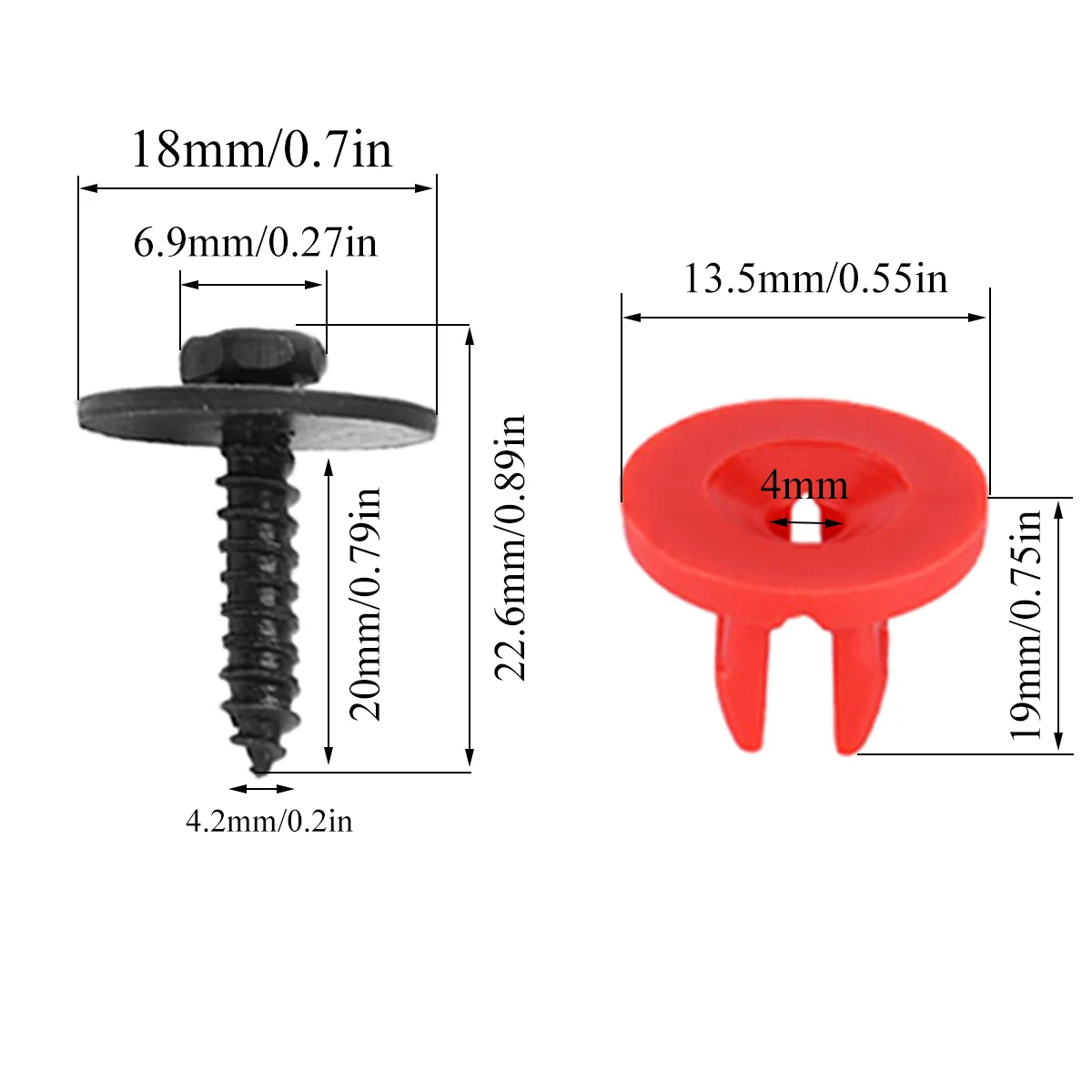 Vista en detalle de los tornillos Torx incluidos
