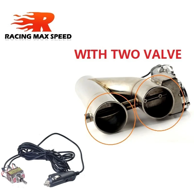 Válvula de corte de escape eléctrica de doble válvula SS304, 2 ", 2,25", 2,5 pulgadas, 3 pulgadas, con botón de interruptor y conector de abrazadera de 2 uds. - imagen 2