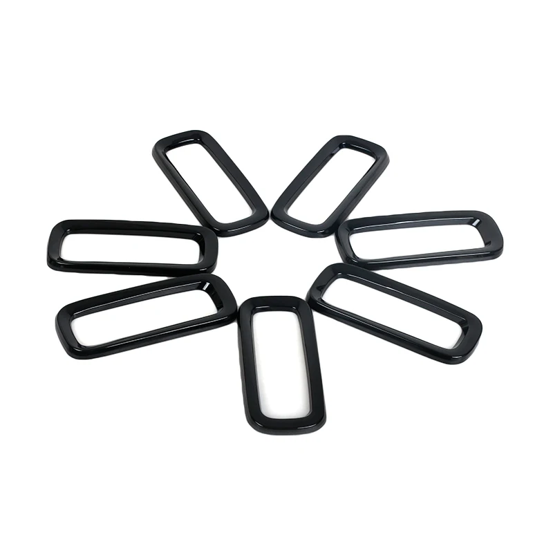 7 Uds ABS negro para Jeep Renegade 2015 2016 2017 insertos de rejilla delantera moldura de marco de parrilla de carreras ABS negro - imagen 4
