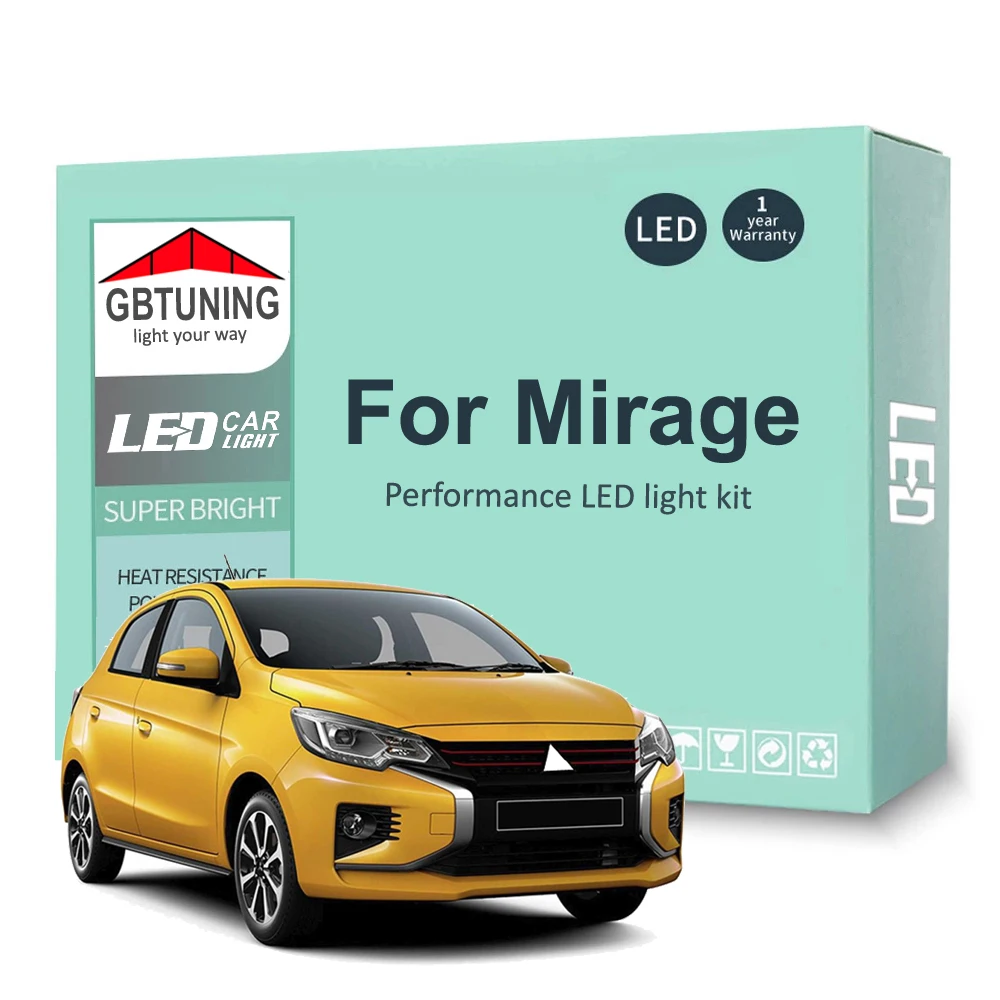 Kit de bombillas LED para Interior de coche, lámpara Canbus para Mitsubishi Mirage A03A, A05A, Attrage 2012, 2013, 2014, 2015, 2016, 2017, 2018, 2019, 7 Uds.