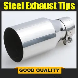 Tubo de escape de acero inoxidable modificado para coche, punta de silenciador brillante Universal recta Edeg, 1 ud.