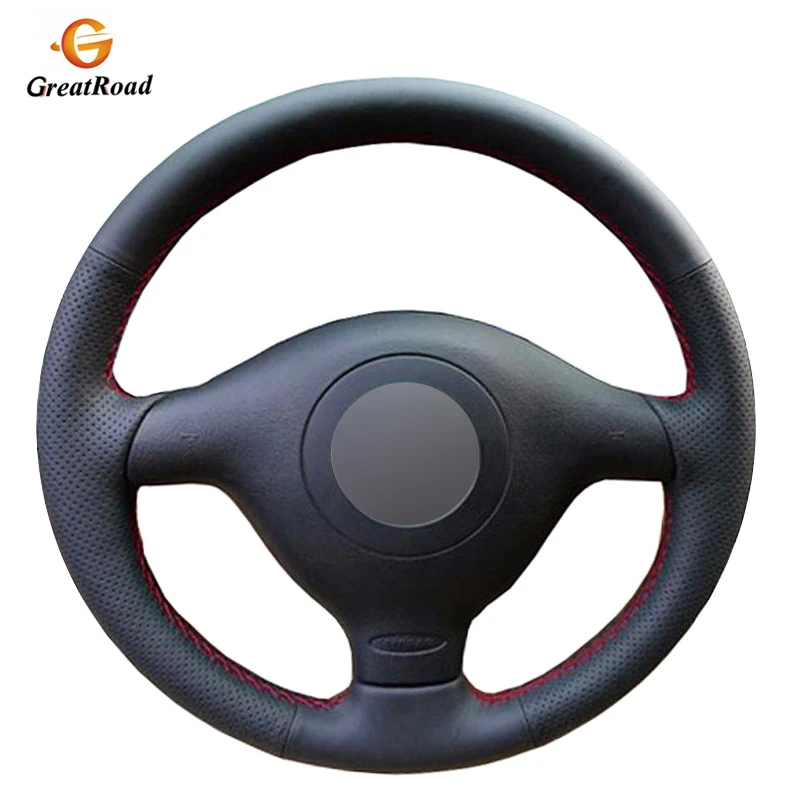 Protector de volante PU negro cosido a mano – VW Golf 4 Passat B5 Polo