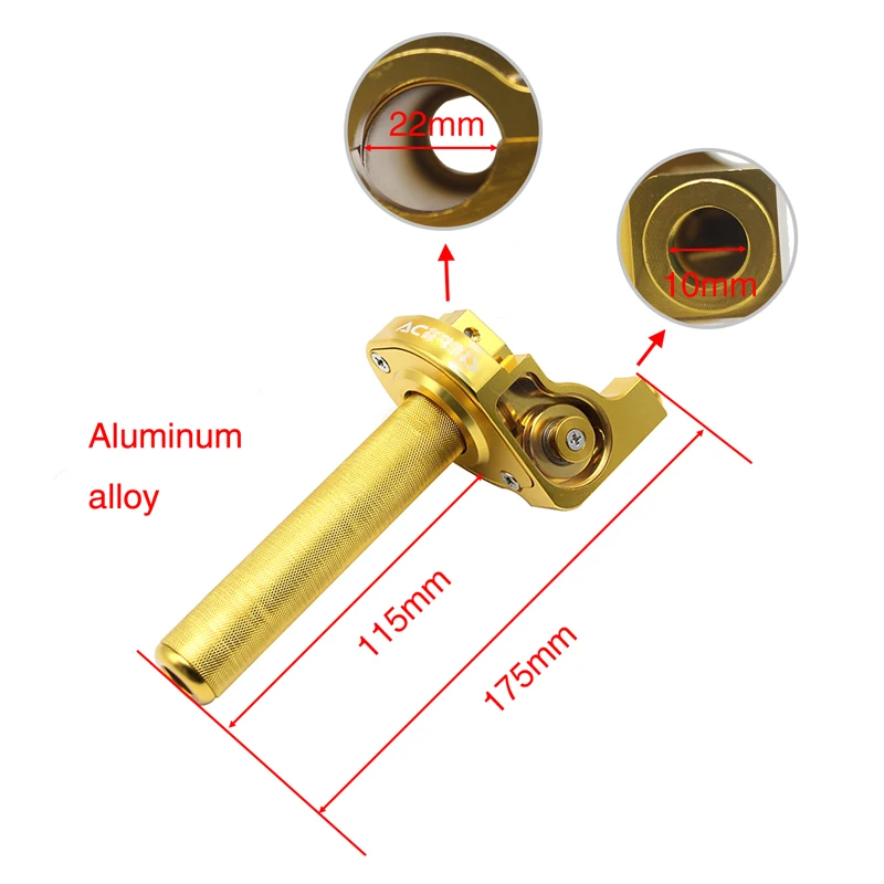 Empuñadura acelerador universal ZSDTRP para moto CNC aluminio 22mm - imagen 2