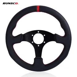Volante universal de carreras para PC, cuero y aluminio, 330 mm