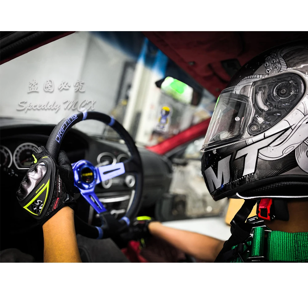 Volante sport Spceddy MCX cuero PVC radios rojos universal - imagen 3