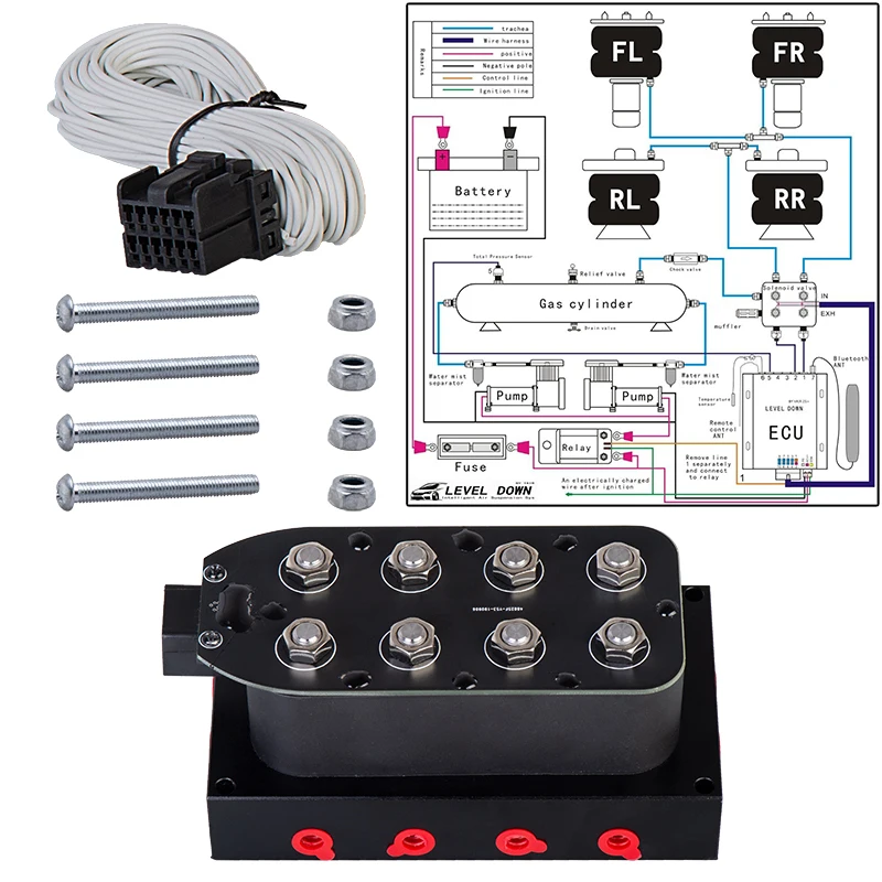 Unidad de válvula solenoide de 4 esquinas VU4 Auto de 1/4", válvula solenoide del colector de suspensión neumática (0-300psi) - imagen 3