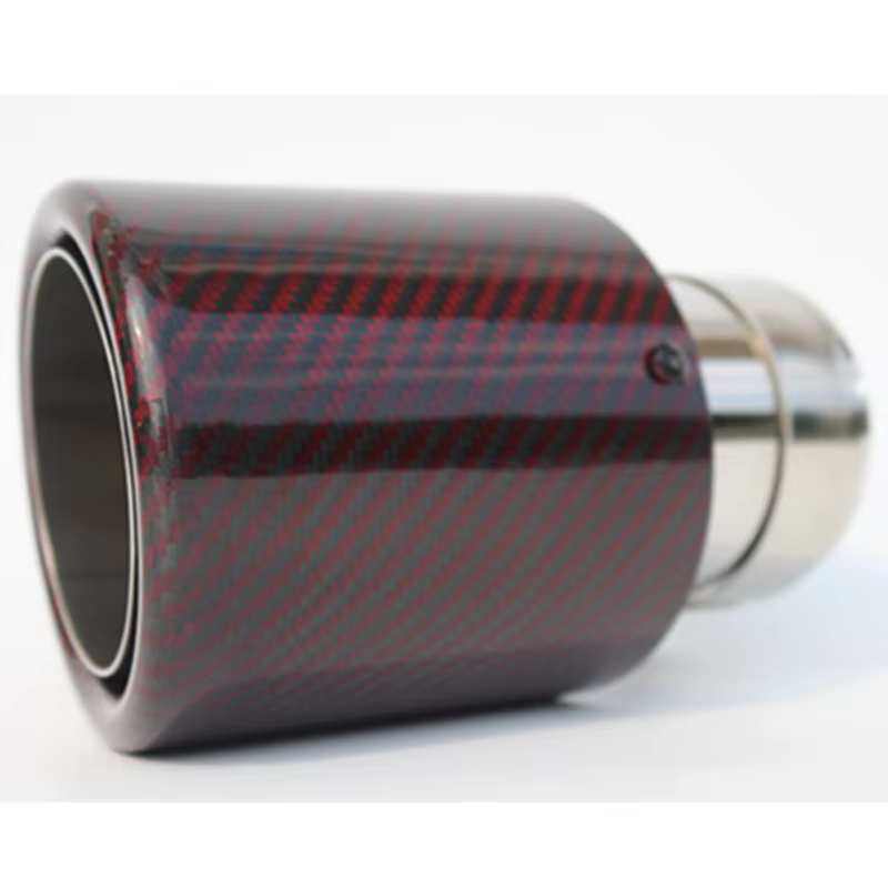 Punta de escape de carbono roja universal – tubo silenciador coche - imagen 5