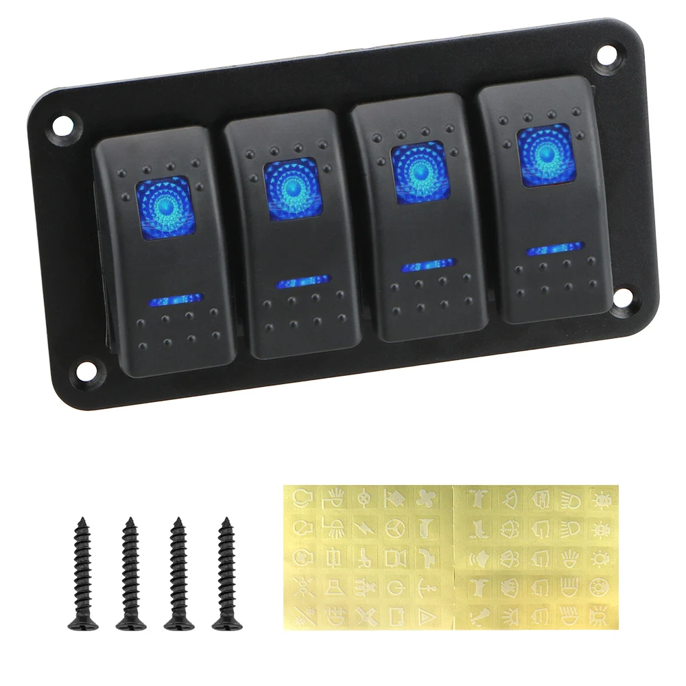 Panel de 4 interruptores basculantes LED para coche y barco - imagen 4