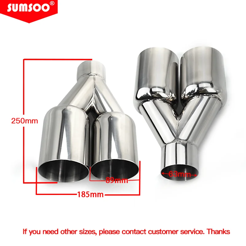 Tubo Escape Doble Sumsoo Acero Inoxidable Pulido Universal - imagen 2
