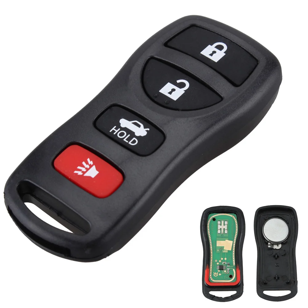 Control remoto negro de cuatro botones para vehículos Infiniti y Nissan