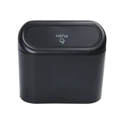 Cubo de basura colgante para coche, caja de almacenamiento de polvo, Abs negro, tipo cuadrado, accesorios interiores