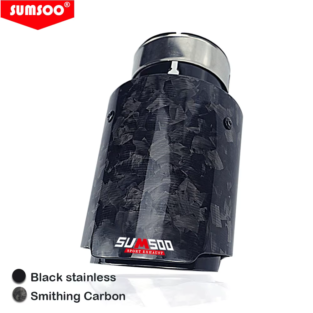 Silenciador de escape recto SUMSOO, carbono negro