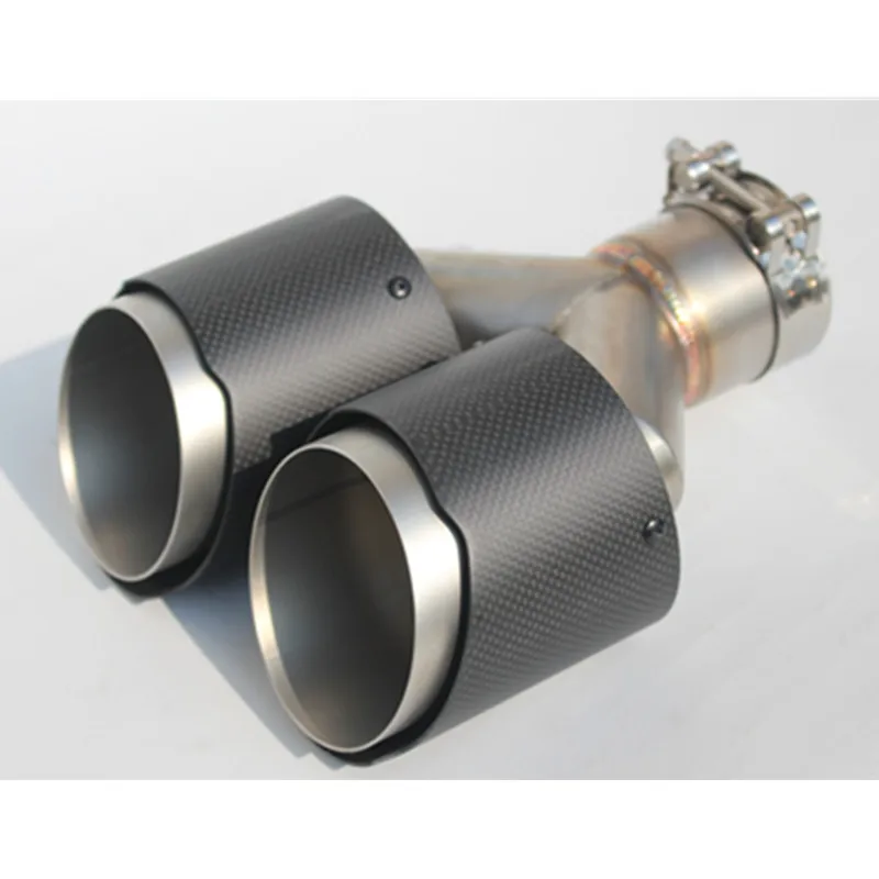 Punta de escape doble tipo Y automática de acero y fibra de carbono - imagen 5