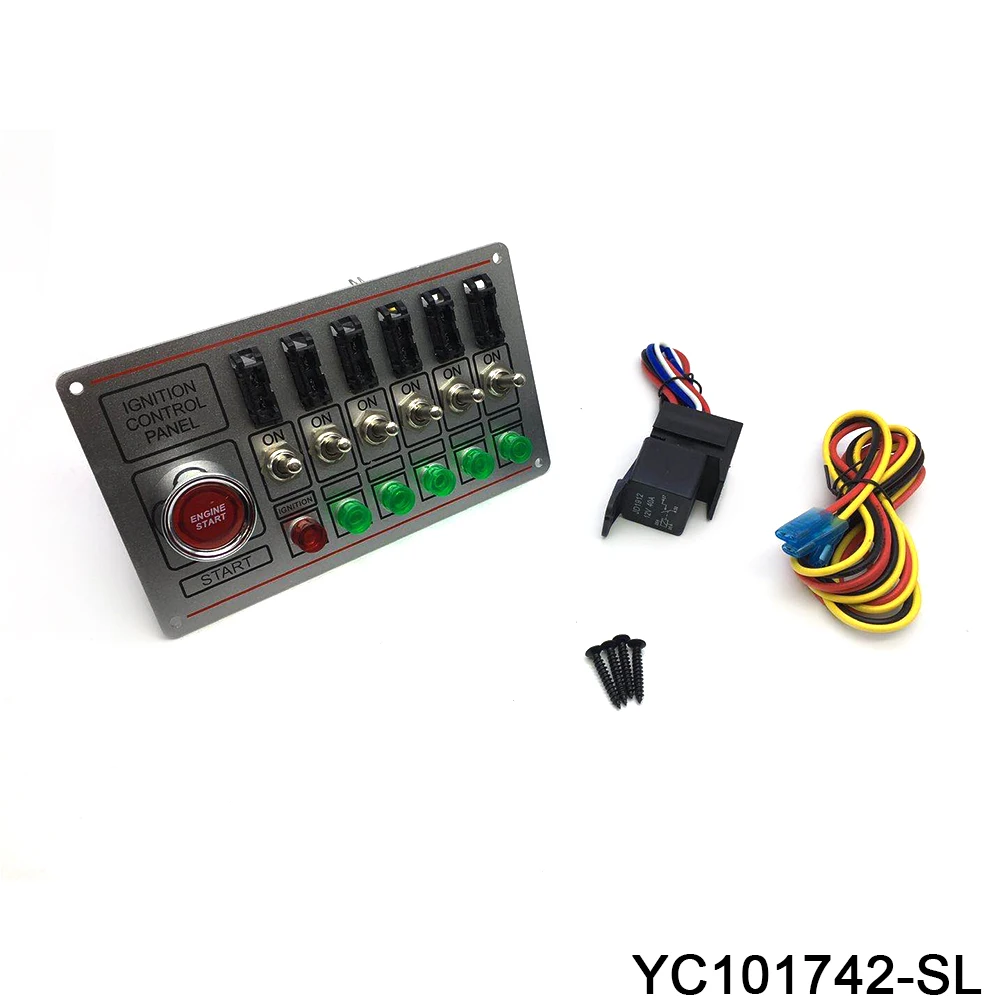 Panel de interruptor de carreras de 12 V con seis conmutadores