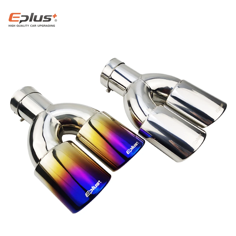 Eplus silenciador escape doble salida inoxidable universal 51/63mm