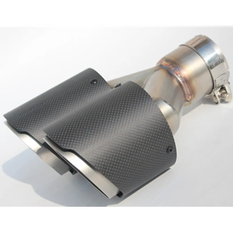 Punta de escape doble tipo Y automática de acero y fibra de carbono - imagen 2