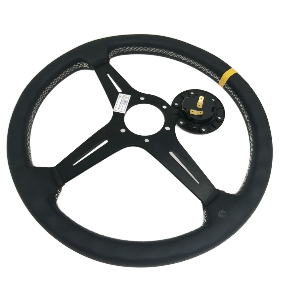 Volante de carreras Spceddy 370 mm de cuero con bocina - imagen 5