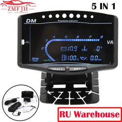 namaz Universal Truck Car LCD 5 In 1 Medidor Digital Tacómetro Sensor de Presión de Óleo Volt Voltímetro Temperatura del Agua Medidor de Combustible 12V/24V