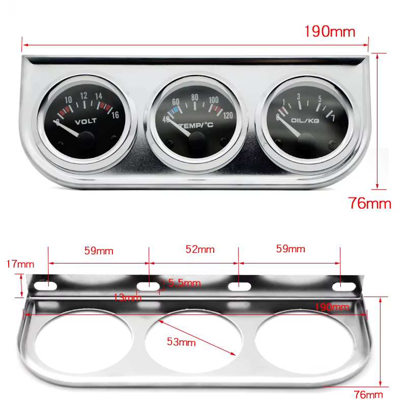 Kit relojes coche 3 en 1: voltímetro, temperatura y presión de aceite - imagen 5