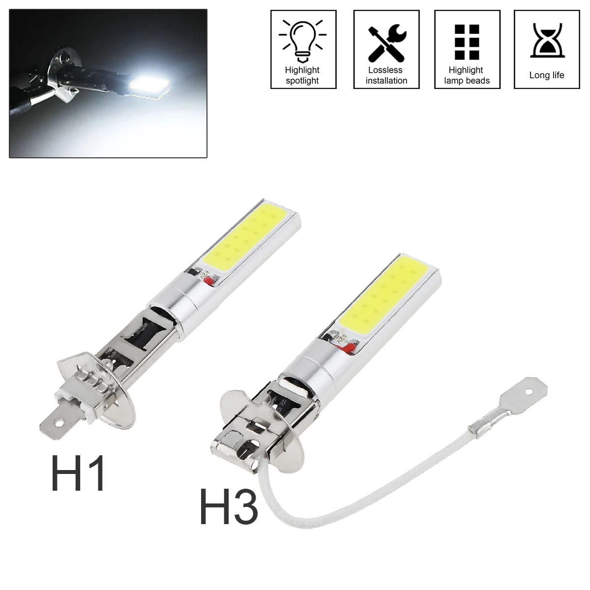 Bombilla LED antiniebla H1/H3 Canbus 6000K 12V blanca - imagen 2