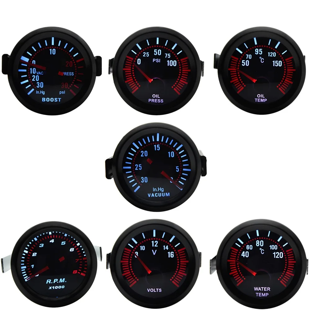 Display 52mm Ahumado Multifunción - RPM, Presión y Temperatura