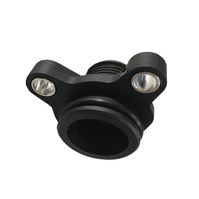 Vista frontal del conector de plástico para manguera de agua