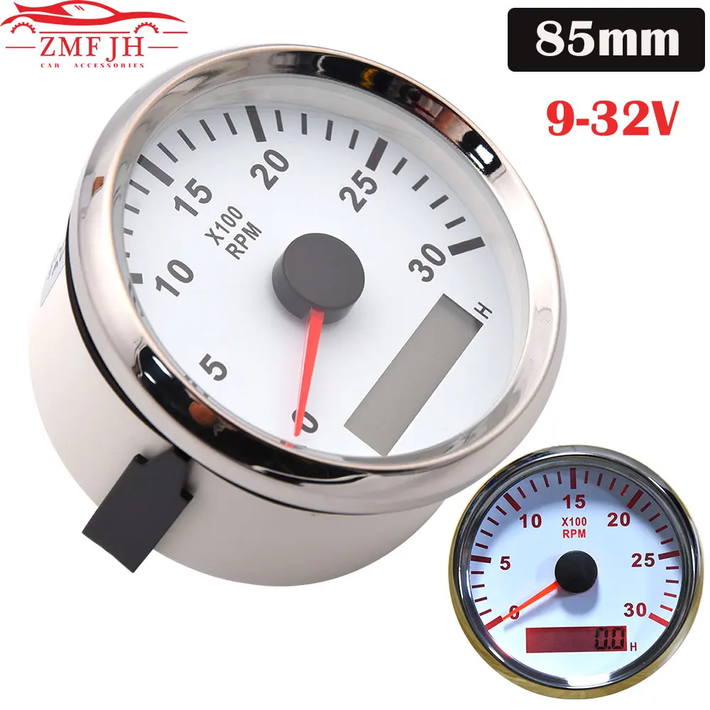 Tacómetro marinizado 12-24V con contador de horas y 85mm 0-3000 RPM