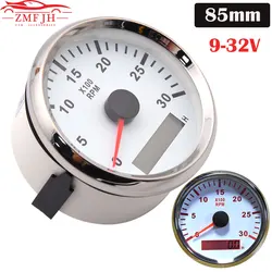 Tacómetro marinizado 12-24V con contador de horas y 85mm 0-3000 RPM