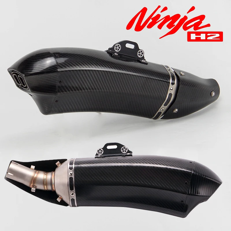 Silenciador escape fibra carbono Kawasaki Ninja H2 con protector térmico