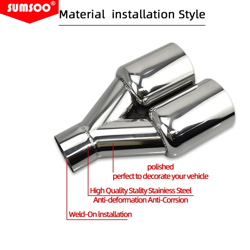 Tubo Escape Doble Sumsoo Acero Inoxidable Pulido Universal - imagen 5