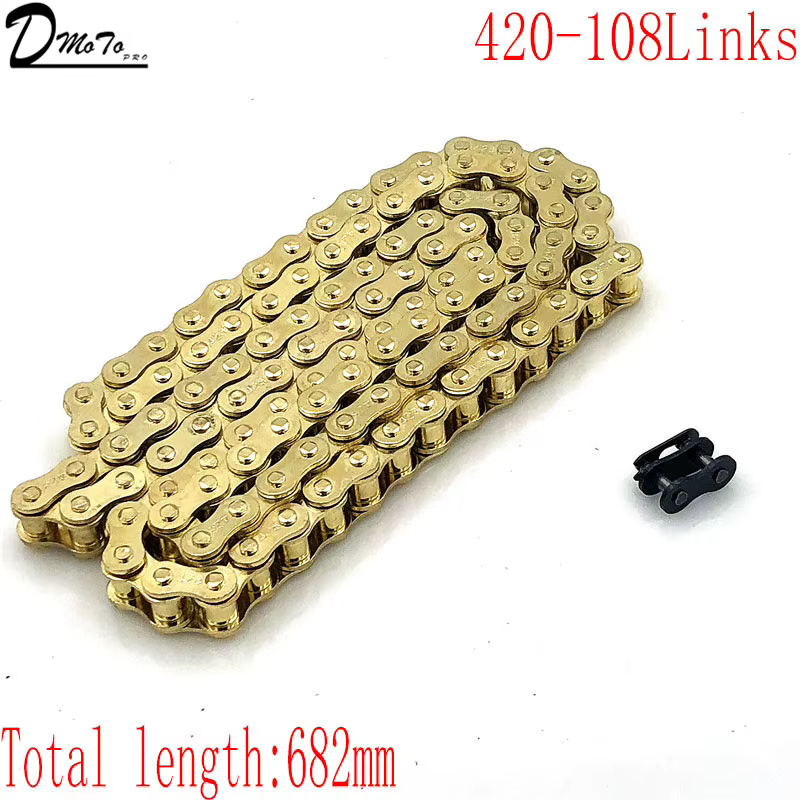 Cadena 420 dorada con retenes O-ring para pit bike CRF y SSR - imagen 4