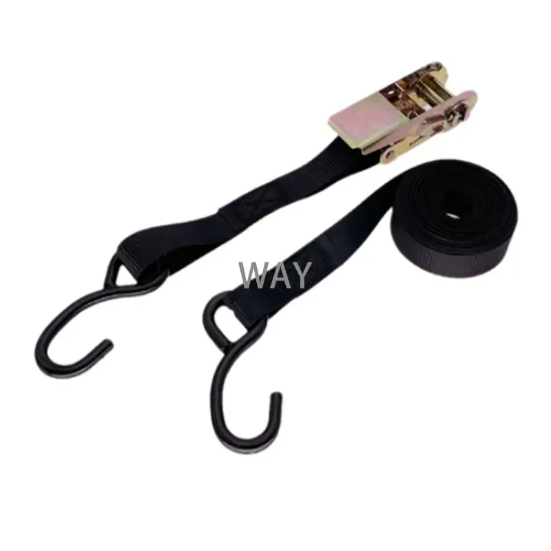 1 unidad CVP 1 "2m 800kg correa de amarre de remolque negra hebilla de trinquete gancho en S piezas de RV accesorios de Camper componentes de caravana
