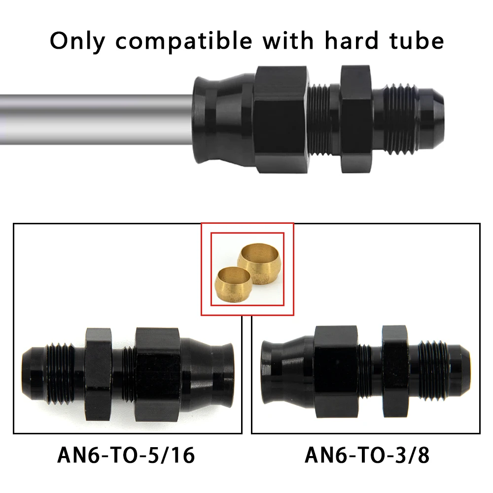 Adaptador tubo combustible AN6 AN8 AN10 acampanado macho negro - imagen 3