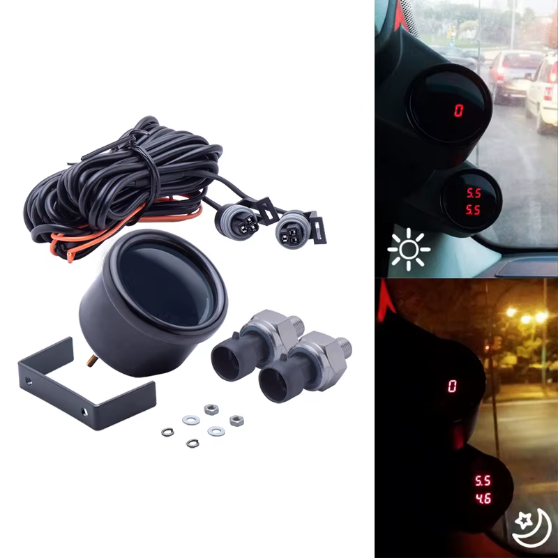 Medidor presión suspensión neumática Dual 52mm 300psi LED azul/rojo