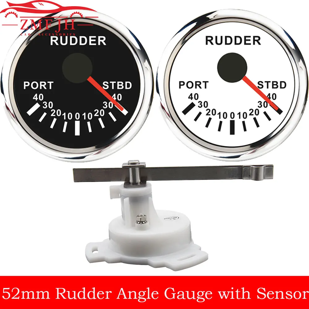 Indicador + Sensor ángulo timón marino 52mm 0-190ohm rojo 9-32V